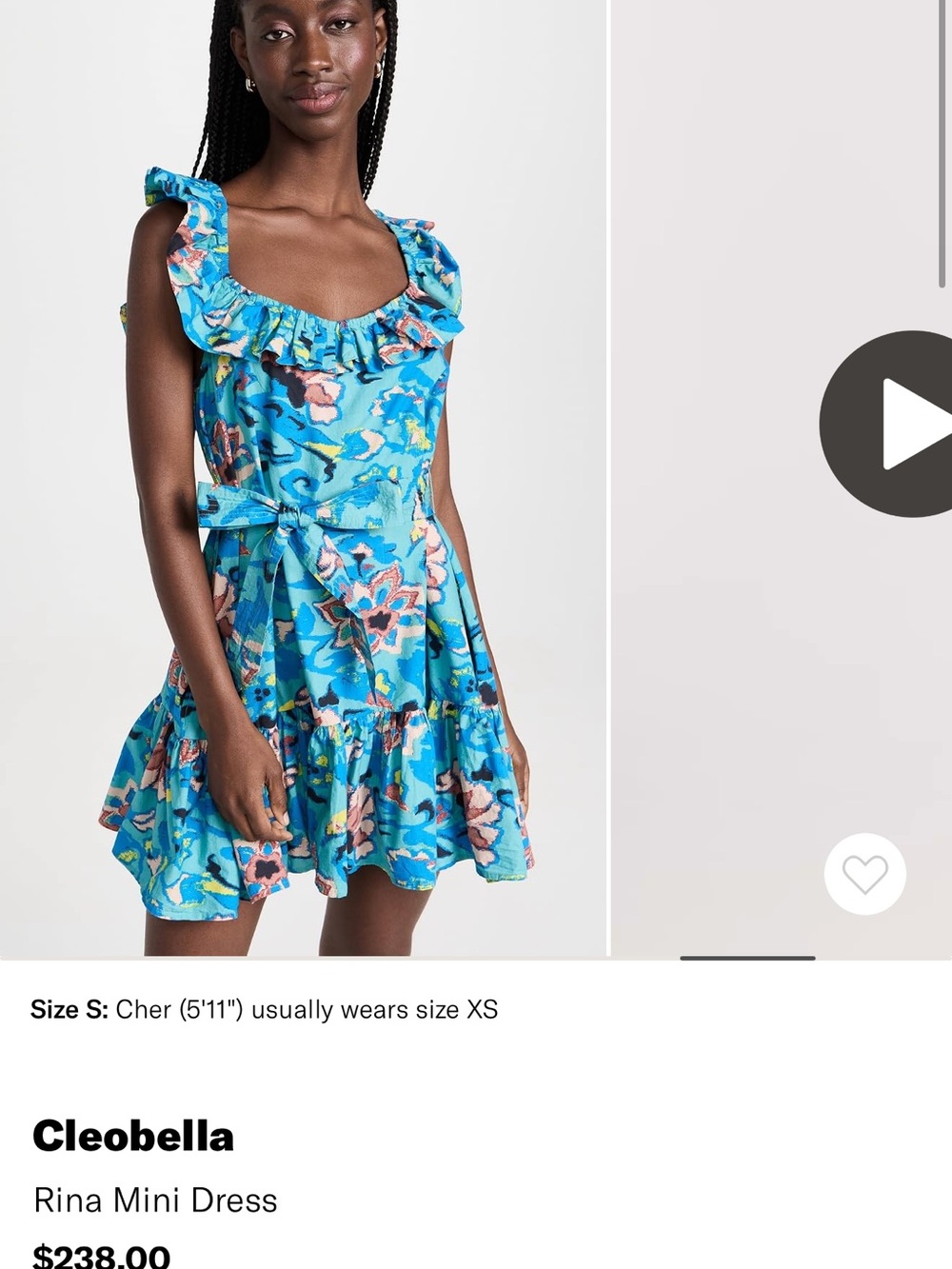 Cleobella Turquoise Floral Ruffle Mini Dress